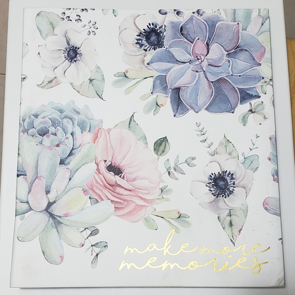 Floral photo album, "make more memories"